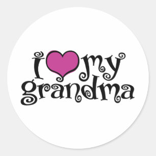 I Kärlek Min mormor Runt Klistermärke