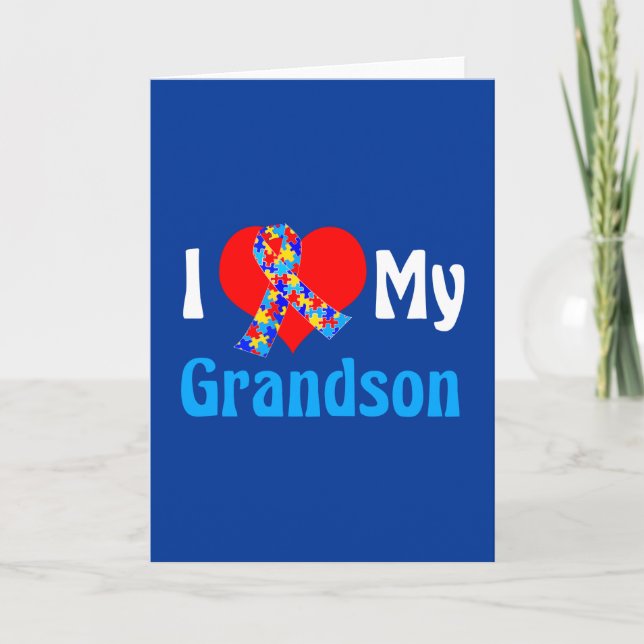 I Kärlek Min morson Autism Grandparent Blue Ribbon Kort (Framsida)