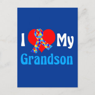 I Kärlek Min morson Autism Grandparent Blue Ribbon Vykort