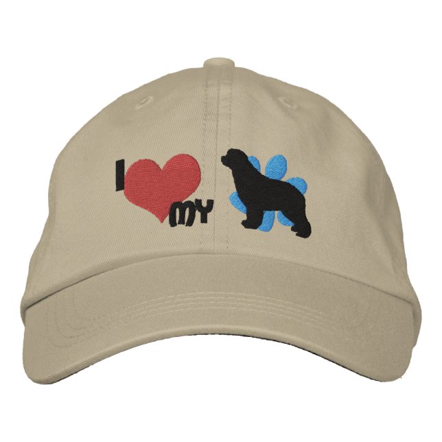 I Kärlek min Newfoundland Embroized Hat Broderad Keps (Framsida)