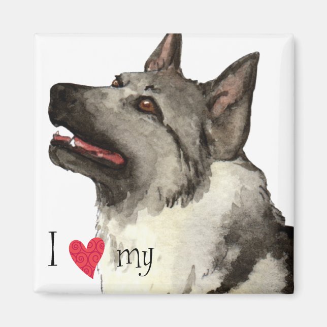 I Kärlek min norska Elkhound Magnet (Framsidan)