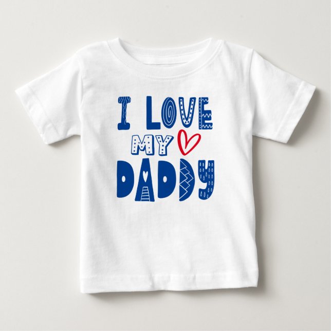 I Kärlek Min pappa Heart Blue Typography T Shirt (Framsida)