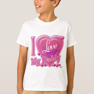 I Kärlek Min pappa rosa/lila - hjärta Tee