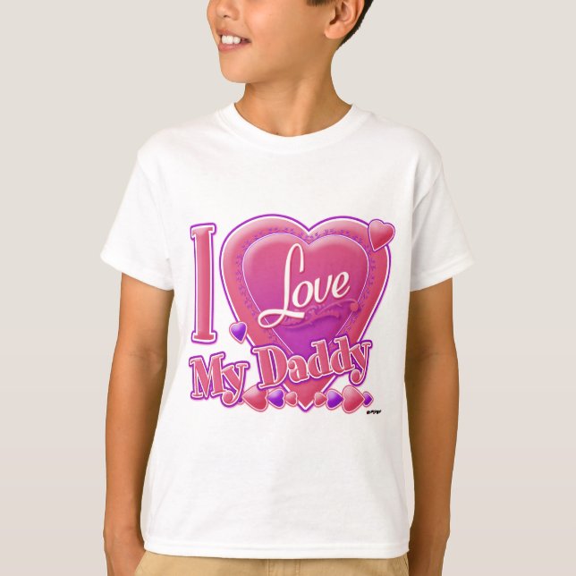 I Kärlek Min pappa rosa/lila - hjärta Tee (Framsida)