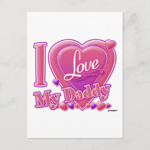 I Kärlek Min pappa rosa/lila - hjärta Vykort