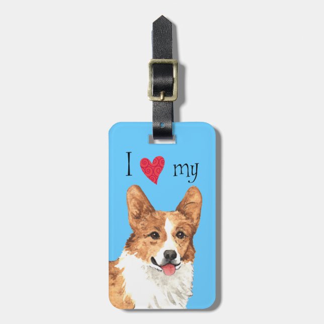 I Kärlek min Pembroke Welsh Corgi Bagagebricka (Vertikal Framsida)