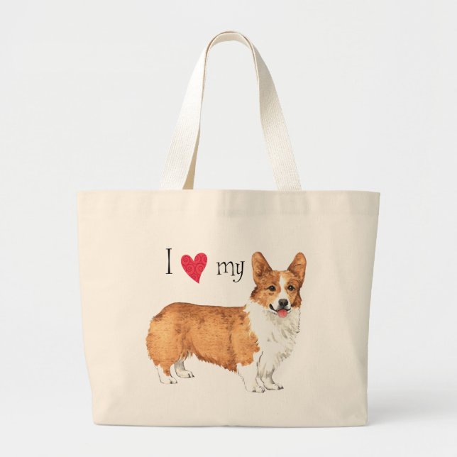 I Kärlek min Pembroke Welsh Corgi Jumbo Tygkasse (Framsidan)