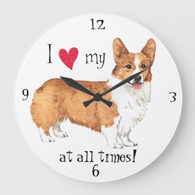 I Kärlek min Pembroke Welsh Corgi Stor Klocka (Framsida)