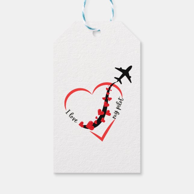 I kärlek min pilot, hjärta, luftfart, flygplan, fl presentetikett (Baksidan)
