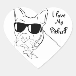 I kärlek Min Pitbull Stickers Hjärtformat Klistermärke