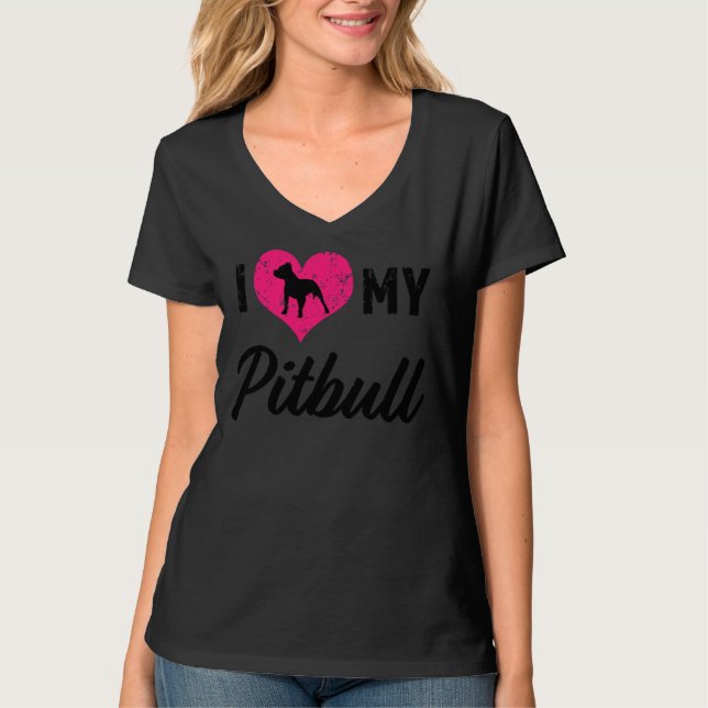 I Kärlek: Min Pitbull Womens uppmjukad passning T Shirt (Framsida)