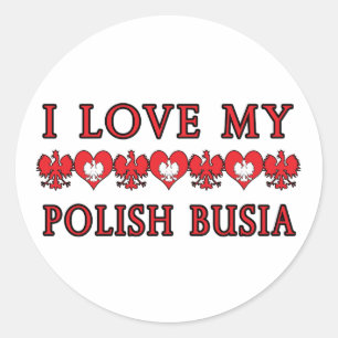 I Kärlek Min polska Busia Runt Klistermärke