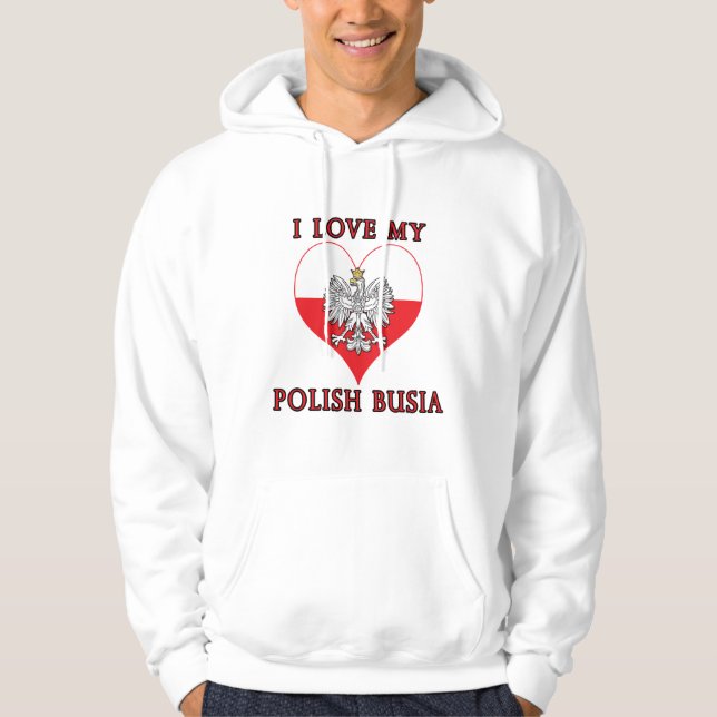 I Kärlek Min polska Busia Tröja Med Luva (Framsida)