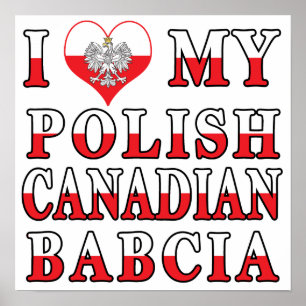 I Kärlek Min polska Canadian Babcia Flagga Poster