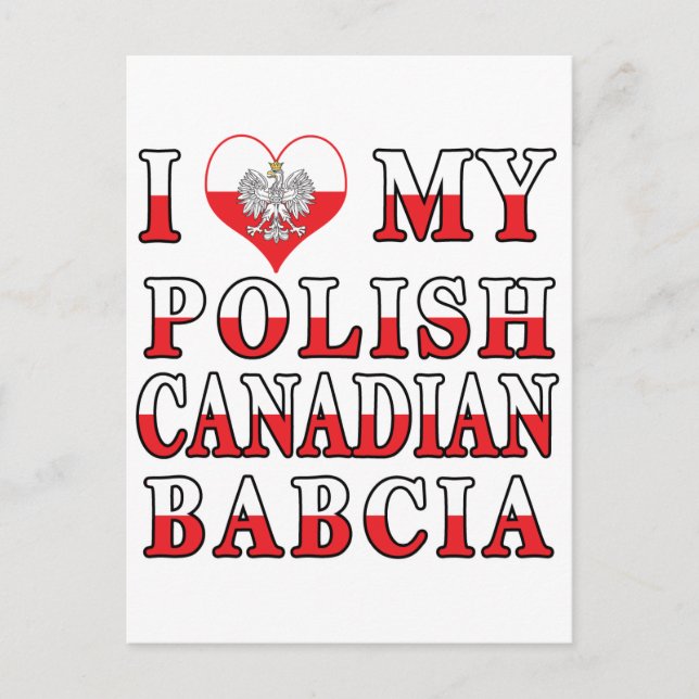 I Kärlek Min polska Canadian Babcia Flagga Vykort (Framsida)