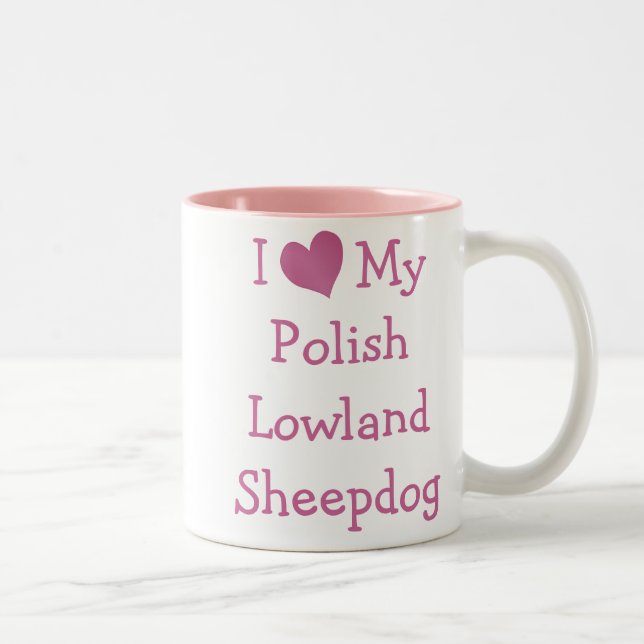I Kärlek Min polska Lowland Sheepdog Två-Tonad Mugg (Höger)
