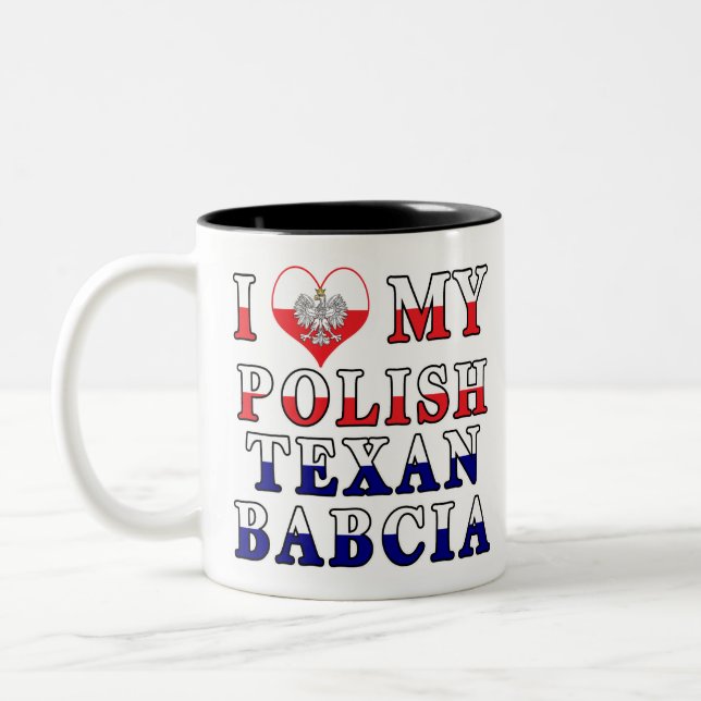 I Kärlek Min polska texan Babcia Två-Tonad Mugg (Vänster)