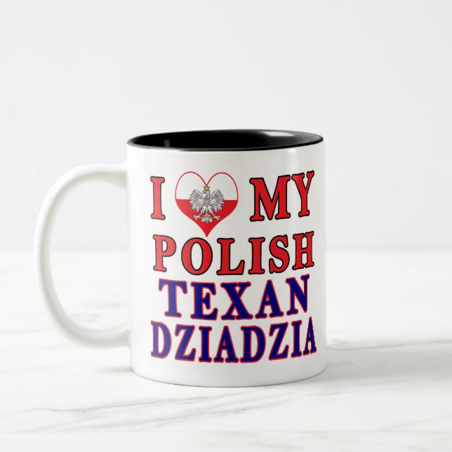 I Kärlek Min polska texan Dziadzia Två-Tonad Mugg (Vänster)