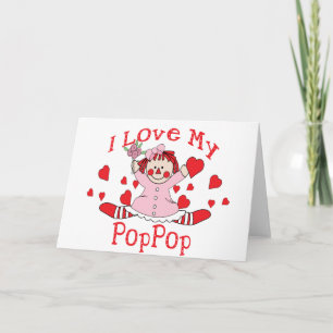 I kärlek Min pop-pop-rag-docka och -hjärter Kort