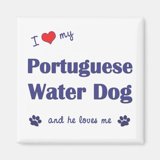 I Kärlek Min portugisiska Hund Vatten (Male Hund) Magnet (Framsidan)