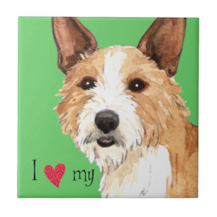 I Kärlek min portugisiska Podengo Pequeno Kakelplatta