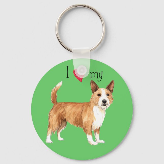 I Kärlek min portugisiska Podengo Pequeno Nyckelring (Framsida)