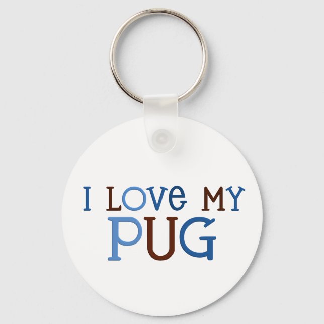 I kärlek min pug-nyckelkedja nyckelring (Framsida)