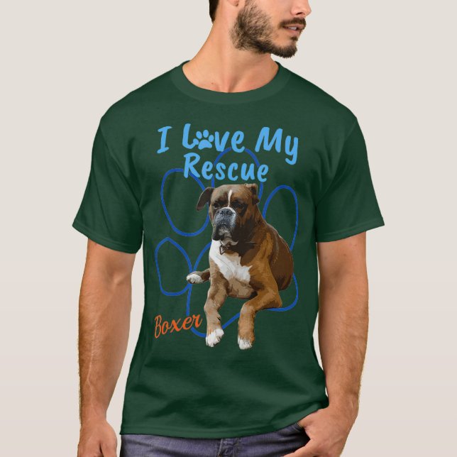 I Kärlek, min Rädding Boxer Coola Antogs Hund T Shirt (Framsida)