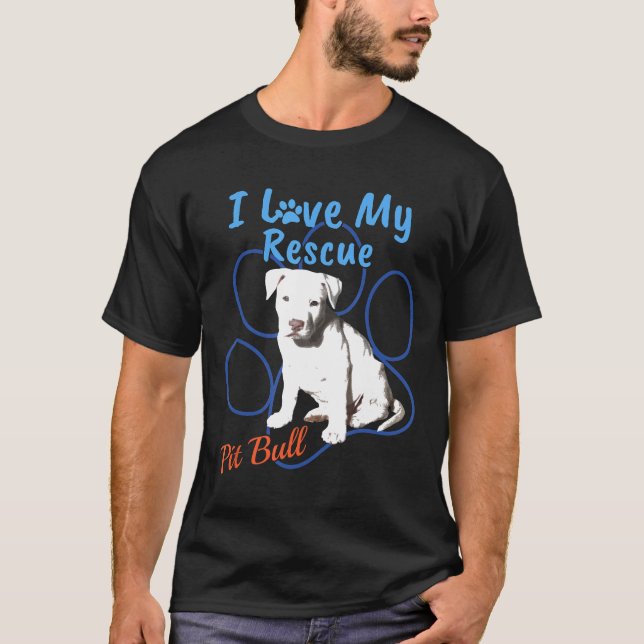 I Kärlek: Min Rädding Pit Bull Coola Antogs Hund T Shirt (Framsida)