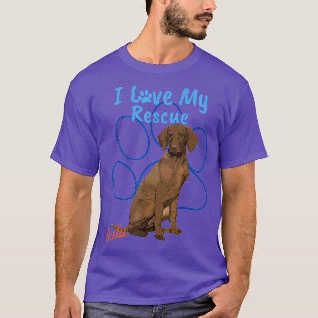 I Kärlek, min Rädding Vizsla Coola Antogs Hund T Shirt (Framsida)