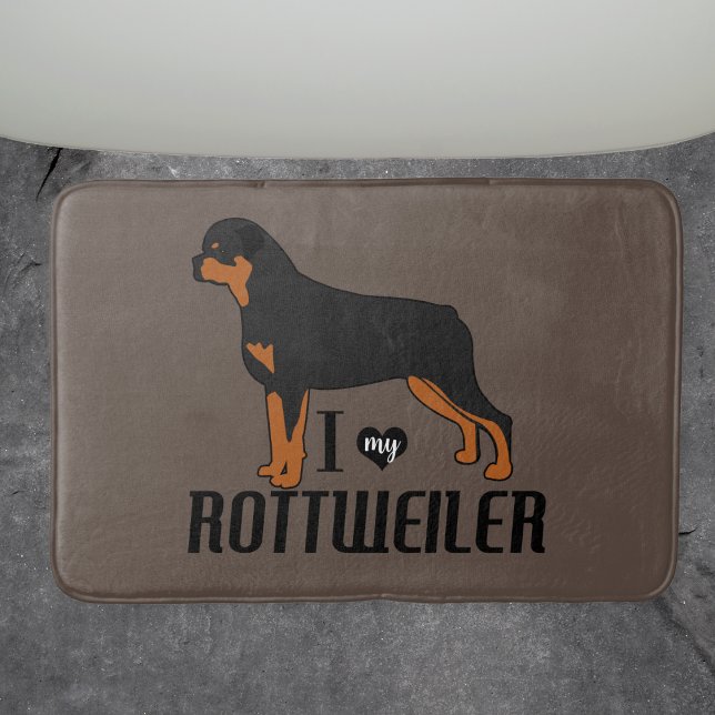 I Kärlek min Rottweiler Rottie Hund Badrumsmatta (I love my Rottweiler Dog Bathmat)