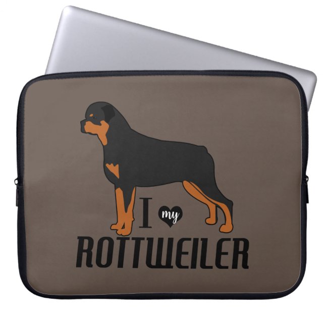 I Kärlek min Rottweiler Rottie Hund Laptop Fodral (Framsidan)