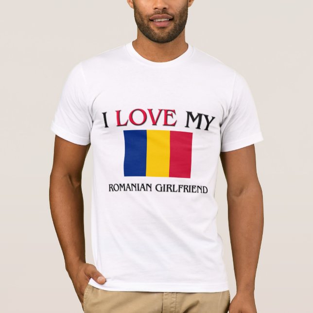 I Kärlek Min rumänska flickvän T Shirt (Framsida)