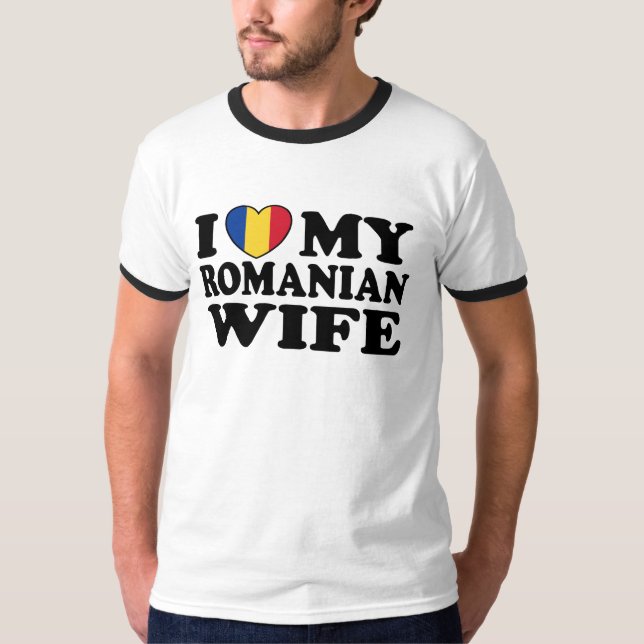 I Kärlek Min rumänska fru T Shirt (Framsida)