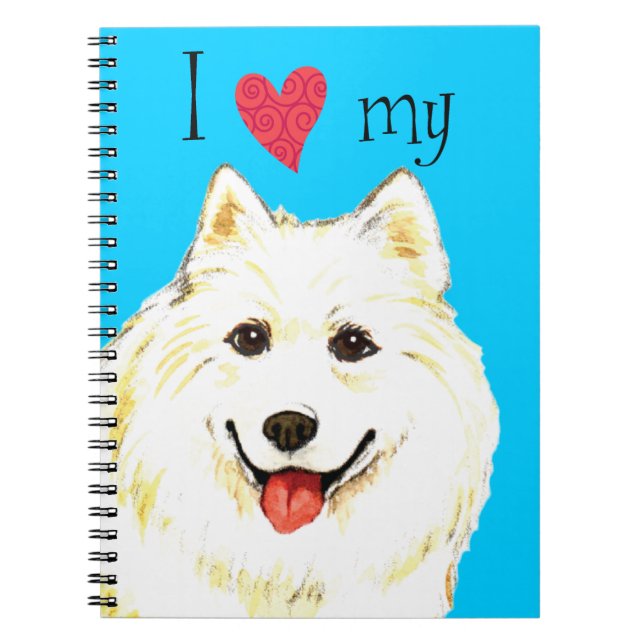 I Kärlek min Samoyed Anteckningsbok Med Spiral (Framsidan)