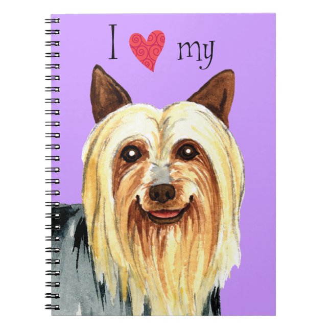 I Kärlek min Silky Terrier Anteckningsbok Med Spiral (Framsidan)