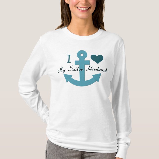 I Kärlek Min sjöman Make T-shirt (Framsida)