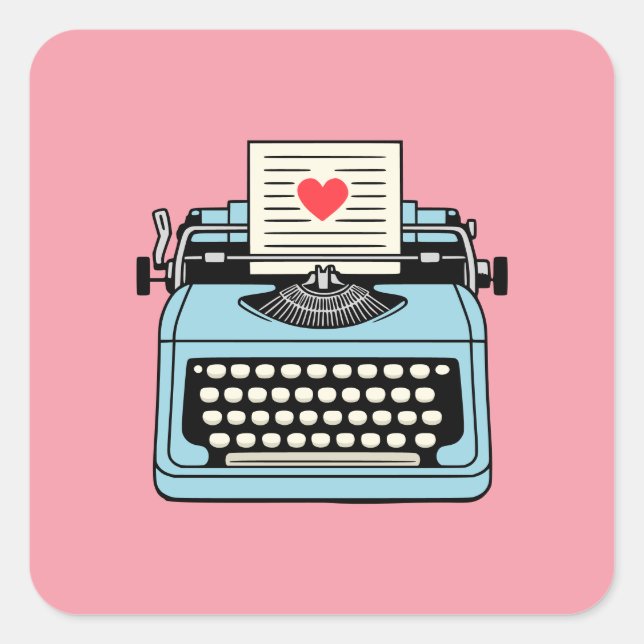 I Kärlek min skrivmaskin Fyrkantigt Klistermärke (Framsida)