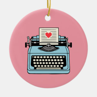 I Kärlek min skrivmaskin Julgransprydnad Keramik