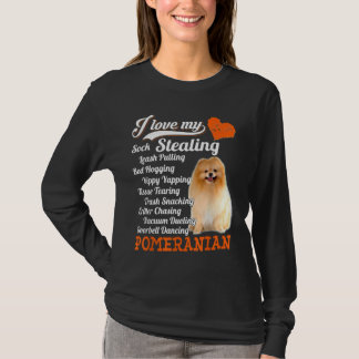 I Kärlek min sock Stealing Leash Pulling Pomerania T Shirt
