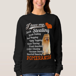 I Kärlek min sock Stealing Leash Pulling Pomerania T Shirt