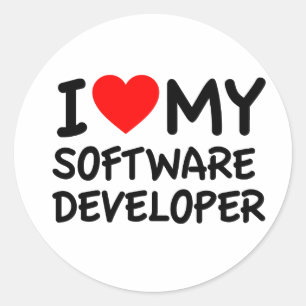 I kärlek min Software Developer Runt Klistermärke