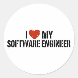 I Kärlek Min software Ingenjör Runt Klistermärke