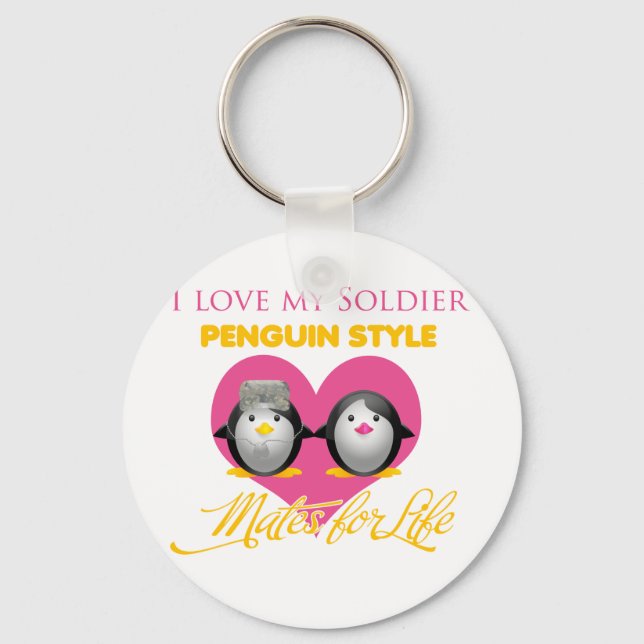 I Kärlek Min soldat Penguin Stil Nyckelring (Framsida)