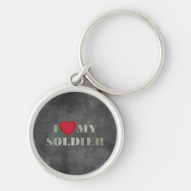 I kärlek min soldat rund silverfärgad nyckelring (Framsidan)