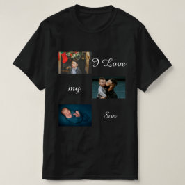I Kärlek Min son Anpassningsbar 3 Photo Collage T- T Shirt