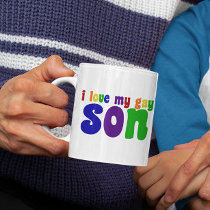 I Kärlek Min son Retro Rainbow Mamma Kaffemugg