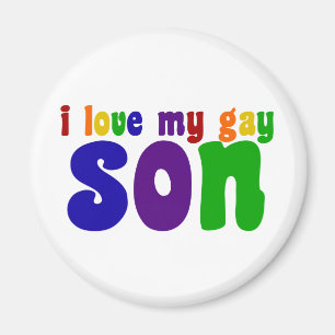 I Kärlek Min son Retro Rainbow Mamma Magnet