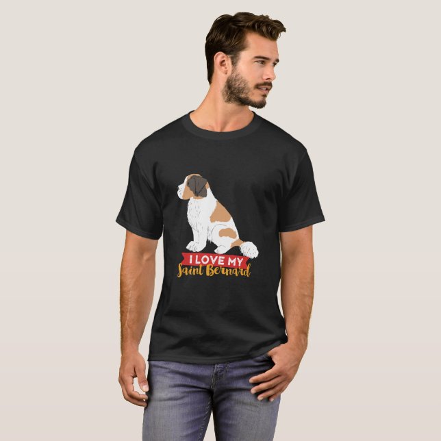 I Kärlek Min St Bernard Cute Hund älskare-ägare T Shirt (Hel framsida)