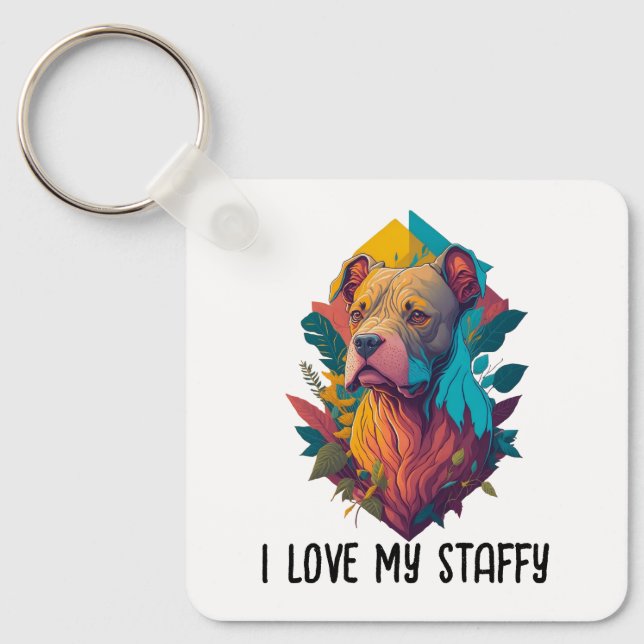 I kärlek min stab - Stviddshire Terrier, Tropical Nyckelring (Framsida)